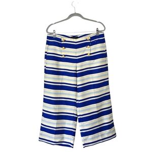 Banana Republic Striped Blue and White Wide-Leg Cropped Pants‎ Size 8 NWT